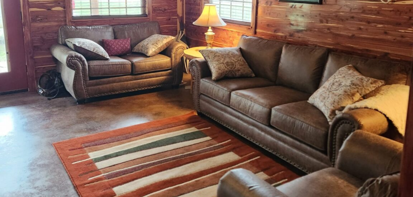living room in our two story cabin. Each floor will have its own living room.