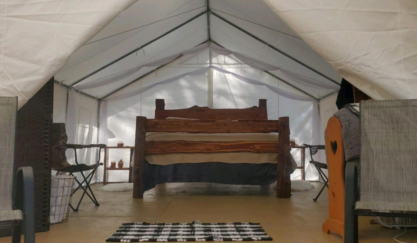 our glampng tent serving fourche mountain and the ouachita national forest